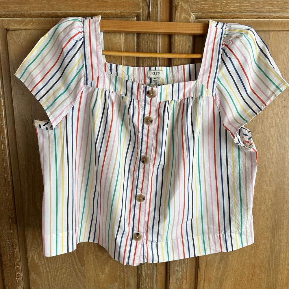 J. Crew Multicolor Striped Button-Up Blouse